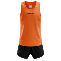 Set echipament atletism Givova New York, Portocaliu Fluo / Negru