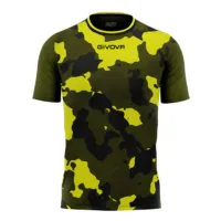 Tricou sport Givova Army, Verde Militar / Galben Fluo