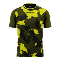 Tricou sport Givova Army, Verde Militar / Galben Fluo