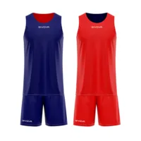 Set echipament baschet reversibil Givova Double, Bleumarin / Rosu