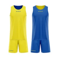 Set echipament baschet reversibil Givova Double, Galben / Albastru Royal