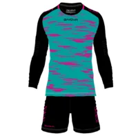 Set echipament portar fotbal Givova Difesa, Verde Petrol / Fuxia Fluo