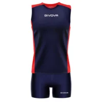 Set echipament volei dama Givova Piper, Bleumarin / Rosu
