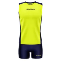 Set echipament volei dama Givova Piper, Galben Fluo / Bleumarin