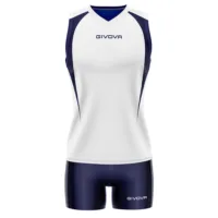 Set echipament volei dama Givova Spike, Alb / Bleumarin