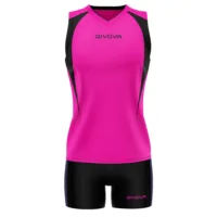 Set echipament volei dama Givova Spike, Fuxia / Negru