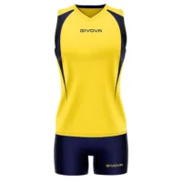 Set echipament volei dama Givova Spike, Galben / Bleumarin