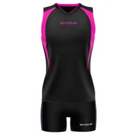 Set echipament volei dama Givova Spike, Negru / Fuxia