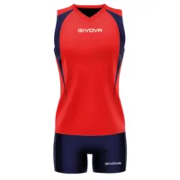 Set echipament volei dama Givova Spike, Rosu / Bleumarin