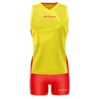 Set echipament volei dama Givova Elica, Galben / Rosu
