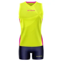 Set echipament volei dama Givova Elica, Galben Fluo / Fuxia
