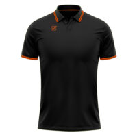 Tricou polo Givova Action, Negru / Portocaliu Fluo
