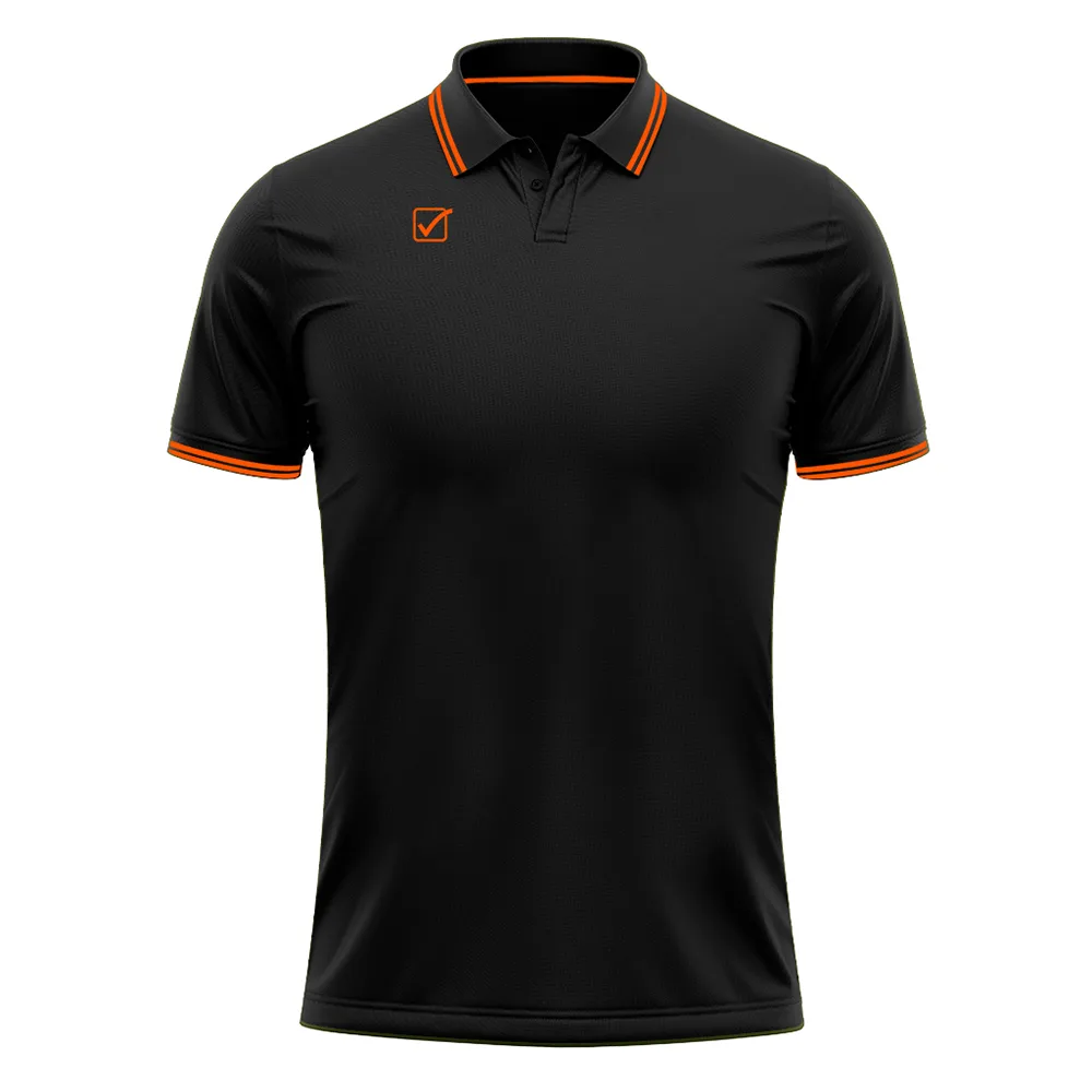 Tricou polo Givova Action, Negru / Portocaliu Fluo - imagine 1
