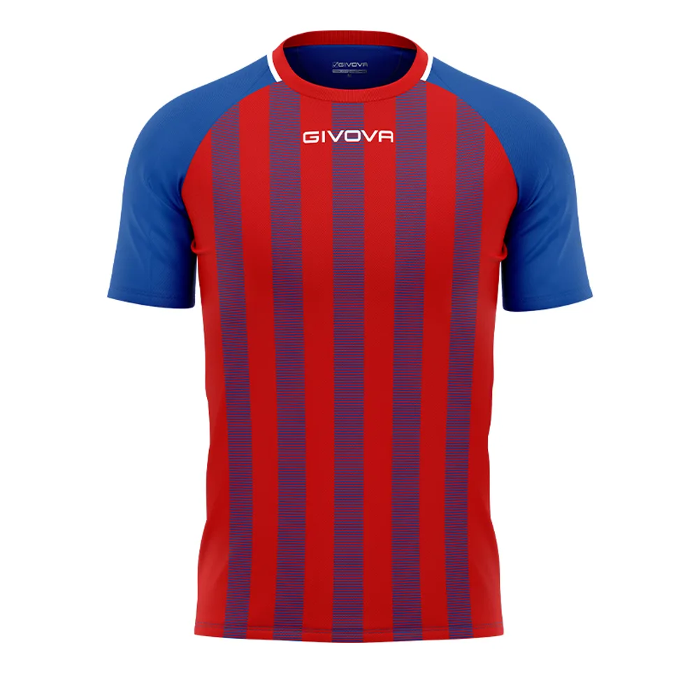 Tricou sport Givova Tratto, Albastru Royal / Rosu - imagine 1