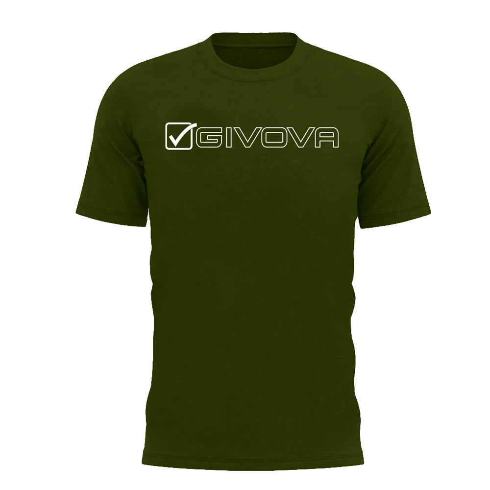 Tricou Givova Mondo, Verde militar / Alb - imagine 1