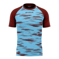 Tricou sport Givova Pixel, Albastru Sky / Visiniu