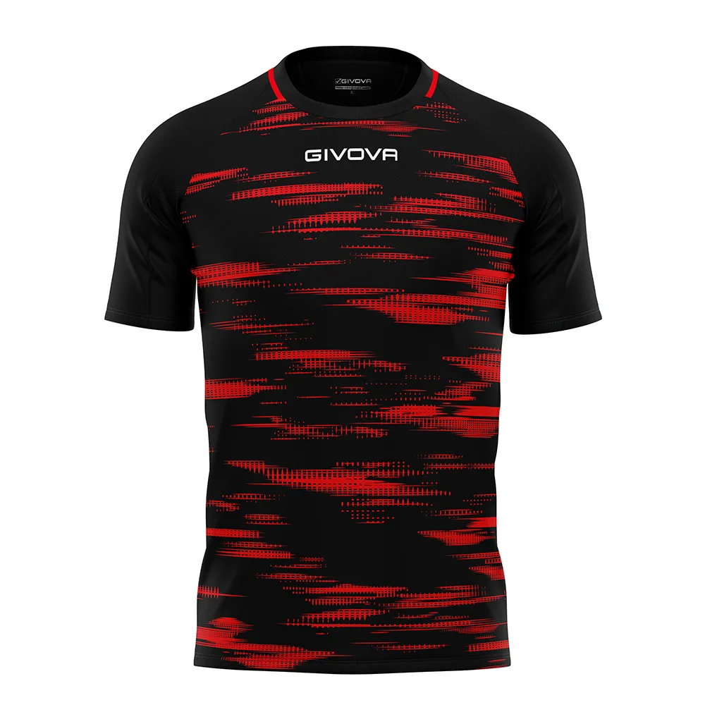 Tricou sport Givova Pixel, Negru / Rosu - imagine 1