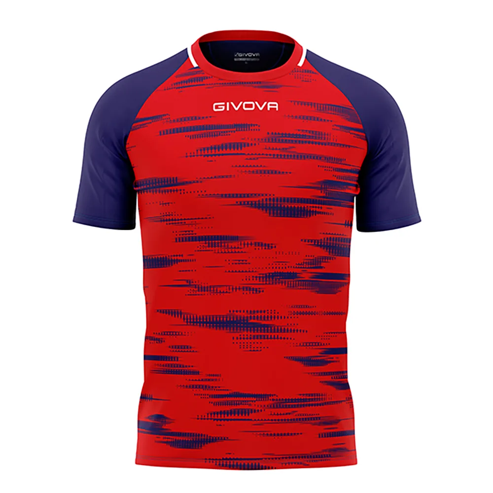 Tricou sport Givova Pixel, Rosu / Bleumarin - imagine 1