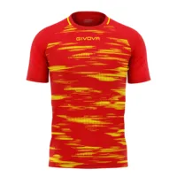 Tricou sport Givova Pixel, Rosu / Galben