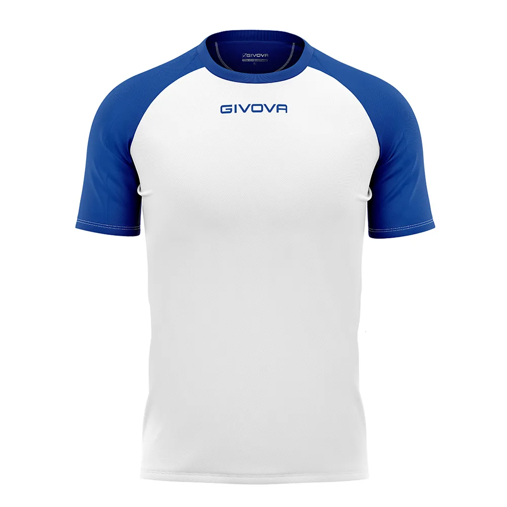 Tricou sport Givova Capo, Alb / Albastru Royal - imagine 1