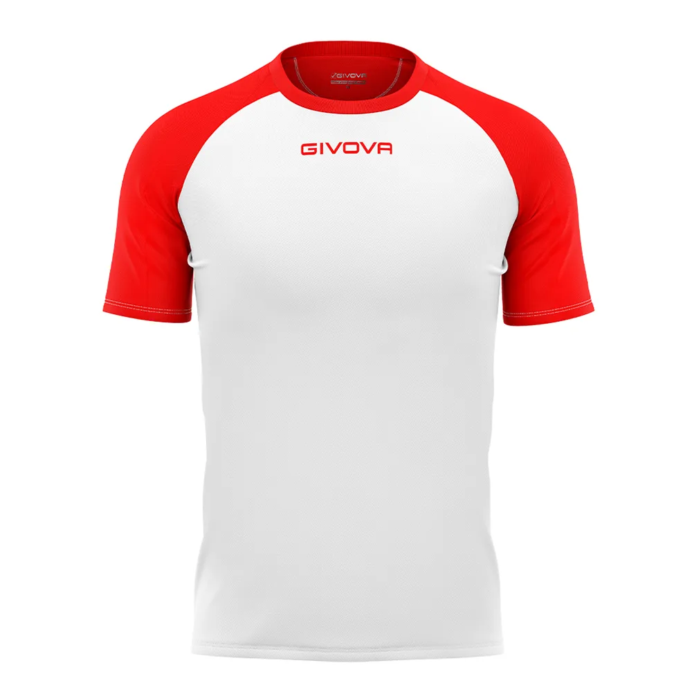 Tricou sport Givova Capo, Alb / Rosu - imagine 1