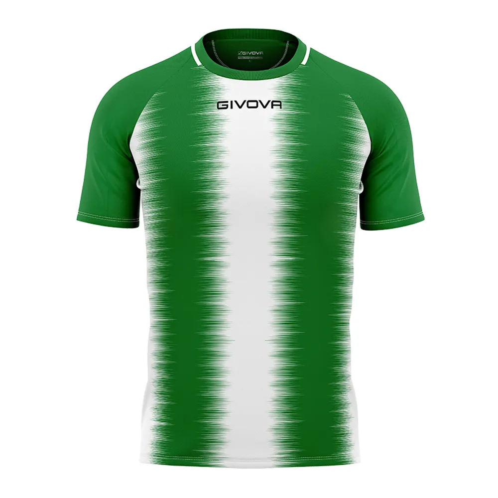 Tricou sport Givova Stripe, Verde / Alb - imagine 1