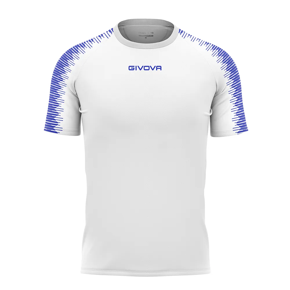Tricou sport Givova Club, Alb / Albastru Royal - imagine 1