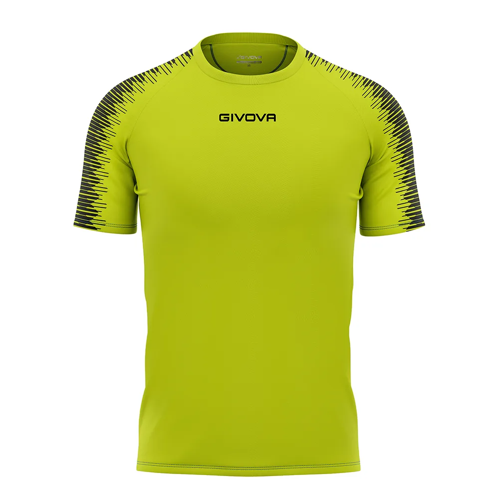 Tricou sport Givova Club, Galben Fluo / Negru - imagine 1
