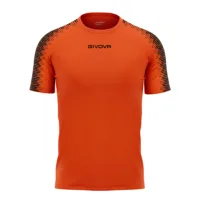 Tricou sport Givova Club, Portocaliu Fluo / Negru