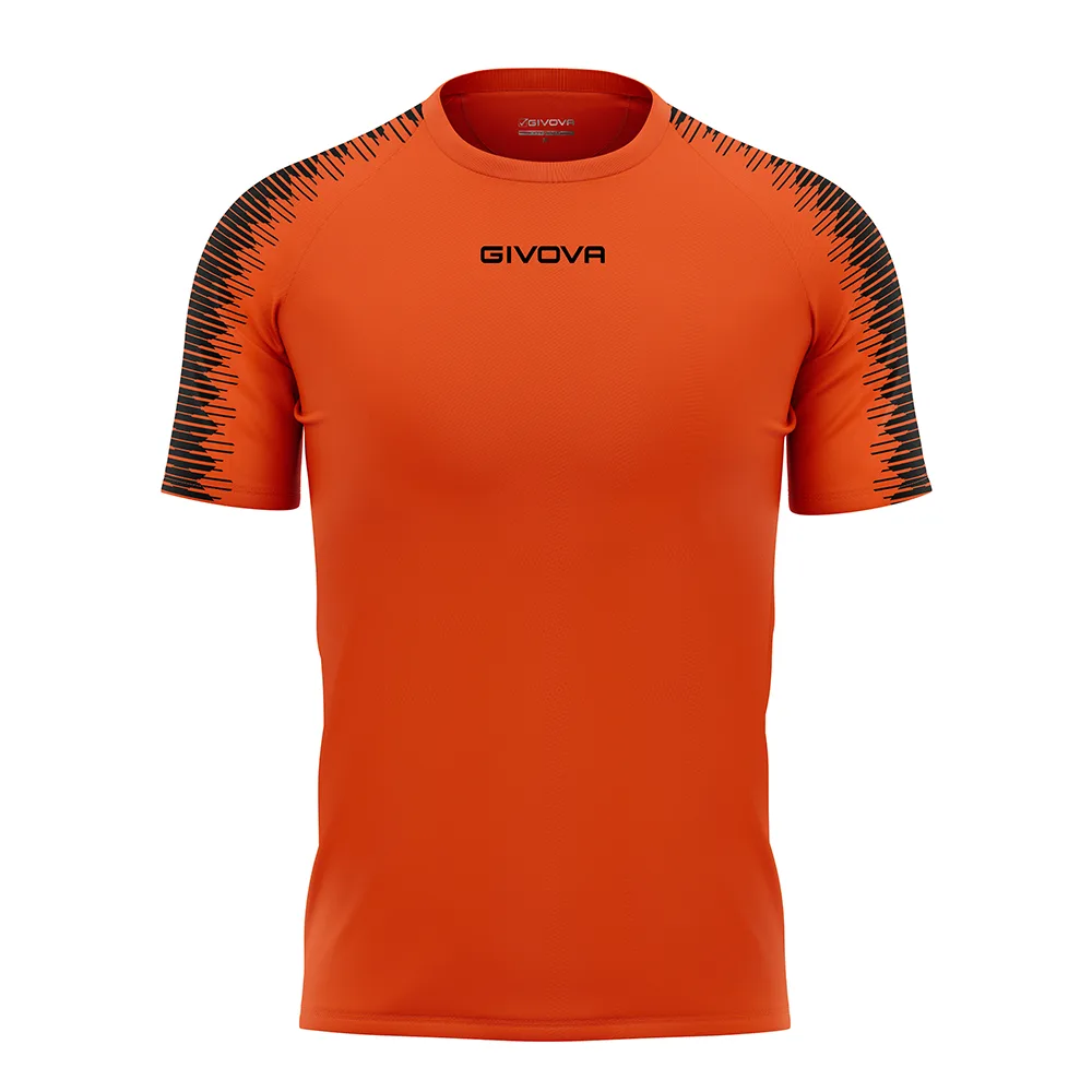 Tricou sport Givova Club, Portocaliu Fluo / Negru - imagine 1