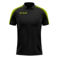 Tricou polo Givova Club, Negru / Galben Fluo