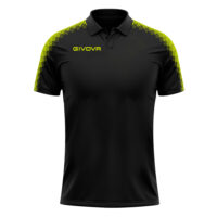 Tricou polo Givova Club, Negru / Galben Fluo