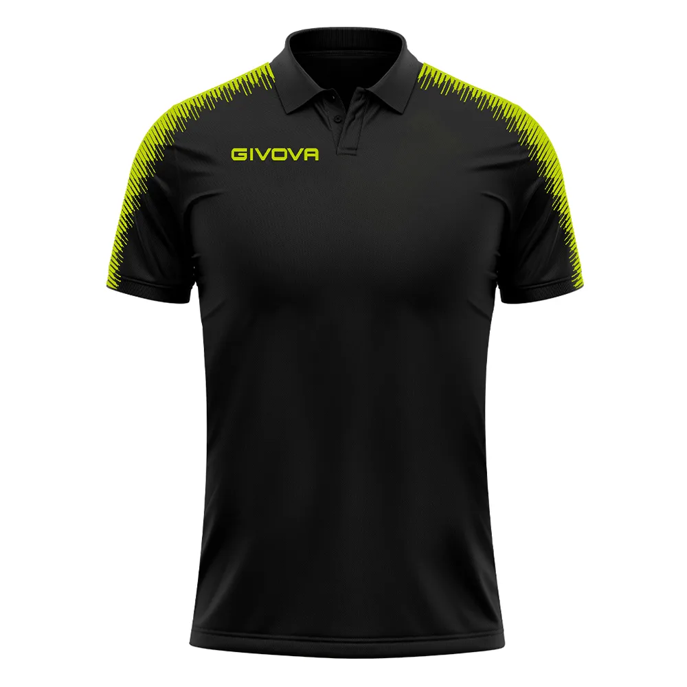 Tricou polo Givova Club, Negru / Galben Fluo - imagine 1