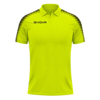 Tricou polo Givova Club, Galben Fluo / Negru