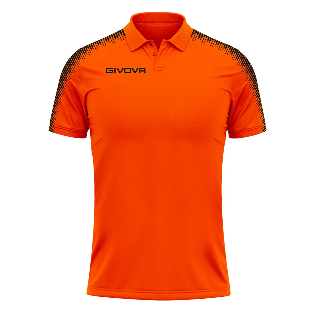 Tricou polo Givova Club, Portocaliu Fluo / Negru - imagine 1