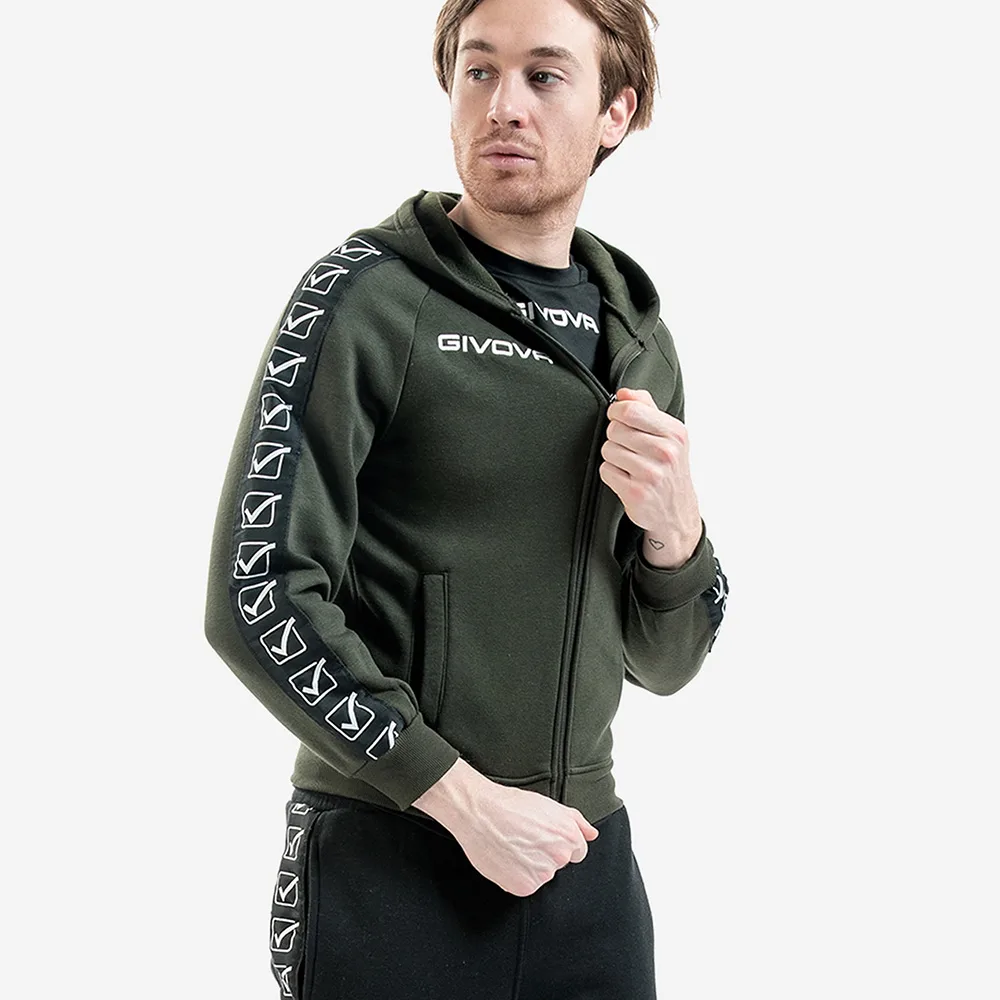Hanorac Givova Felpa Full-zip Band, Verde Militar - imagine 3