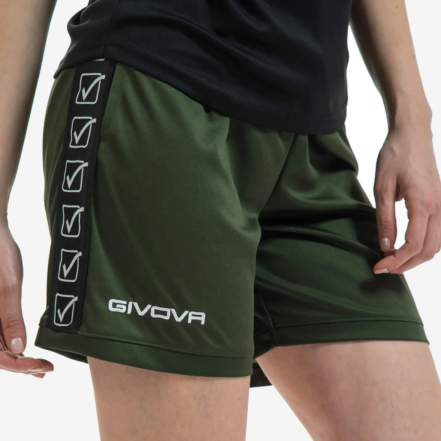 Pantaloni scurti sport Givova Poly Band, Verde Militar - imagine 2