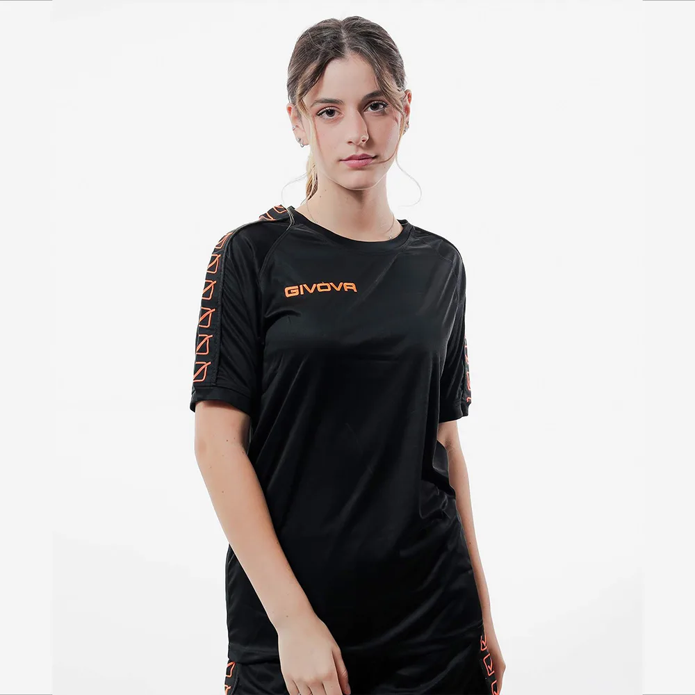 Tricou Givova Poly Band, Negru / Portocaliu Fluo - imagine 2