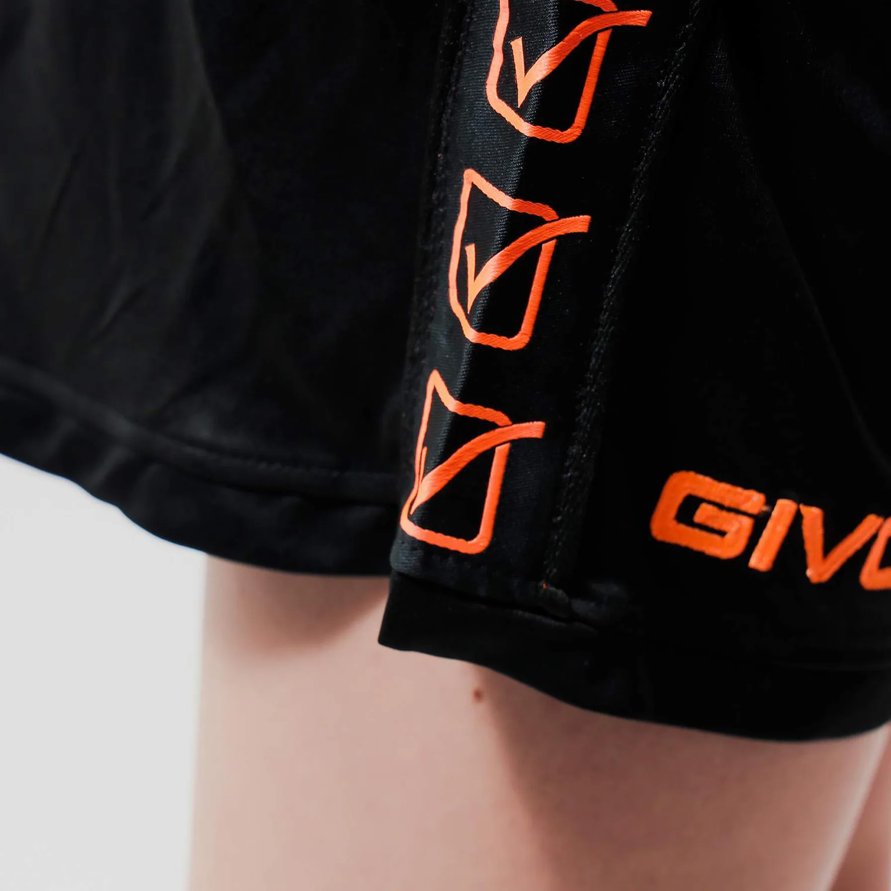 Pantaloni scurti sport Givova Poly Band, Negru / Portocaliu Fluo - imagine 5