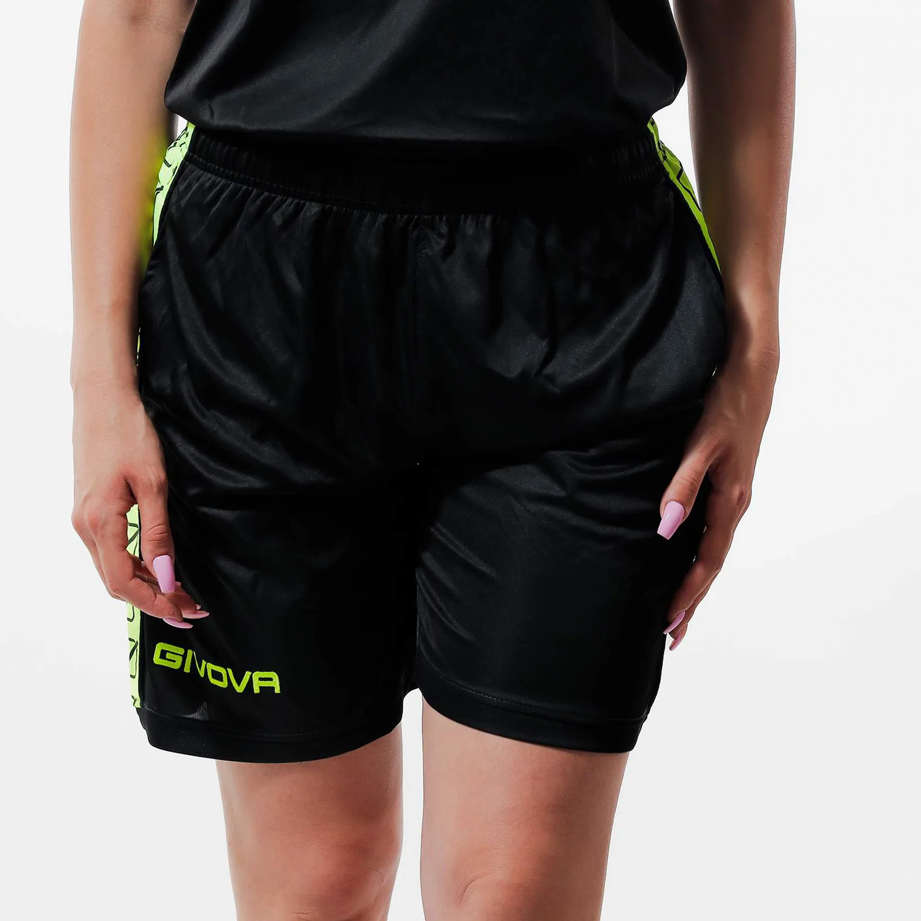 Pantaloni scurti sport Givova Poly Band, Galben Fluo / Negru - imagine 2