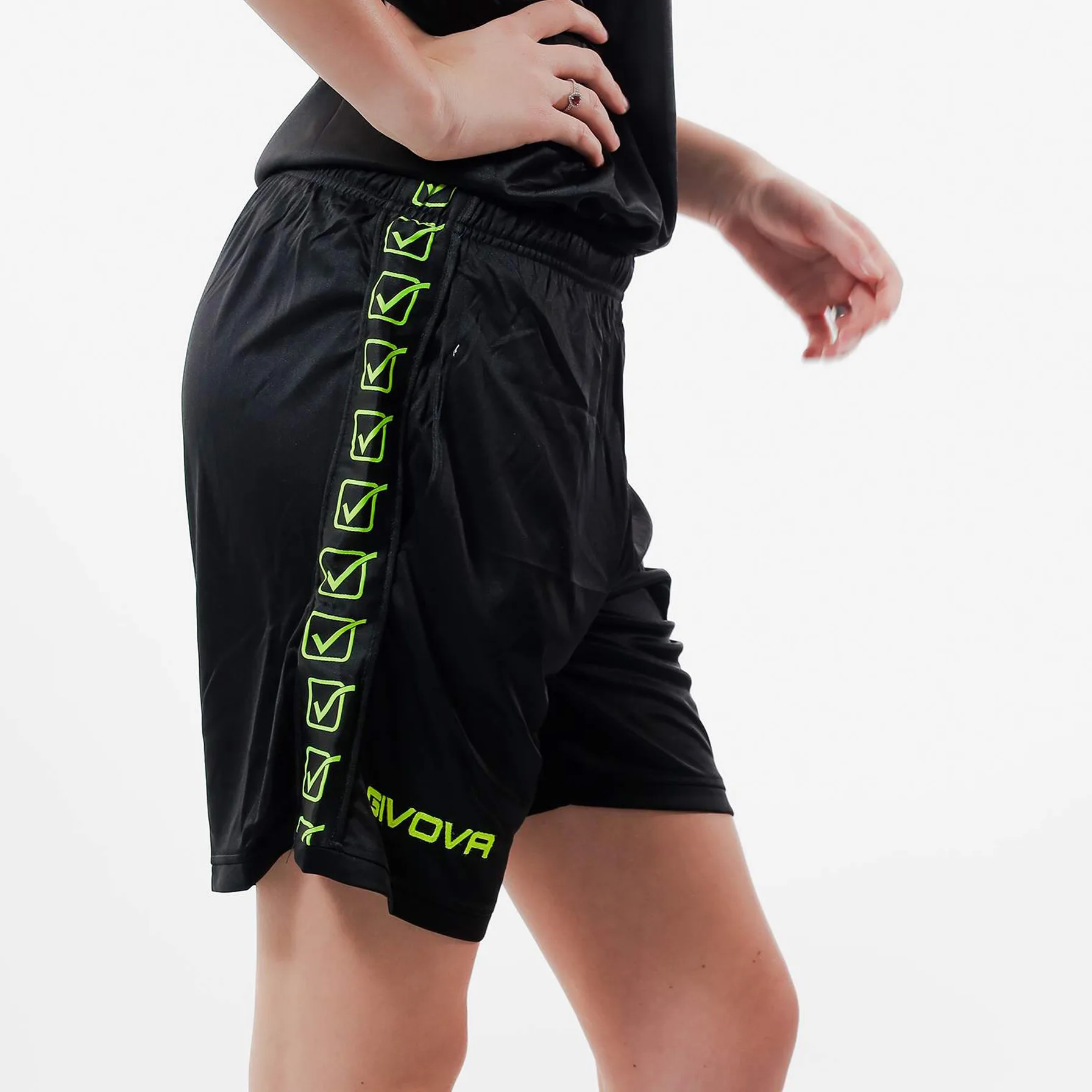 Pantaloni scurti sport Givova Poly Band, Negru / Auriu - imagine 3