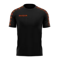 Tricou Givova Poly Band, Negru / Portocaliu Fluo