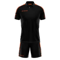Set echipament sport Givova Play, Negru / Portocaliu Fluo