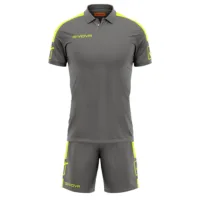 Set echipament sport Givova Play, Gri inchis / Galben Fluo