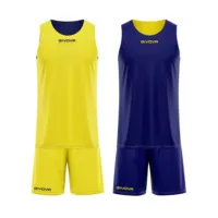 Set echipament baschet reversibil Givova Reverse, Galben / Bleumarin